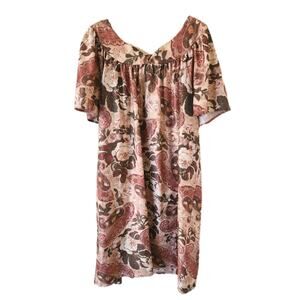 VTG 1X Granada House Dress MuuMuu Paisley Rose Floral Midi 80s Helen Roper